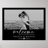 Modernes Script-Hochzeitszeichen mit Foto Poster (Vorne)