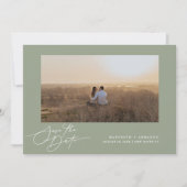 Modernes Script-Hochzeitungs-Website-Foto Save The Date (Vorderseite)