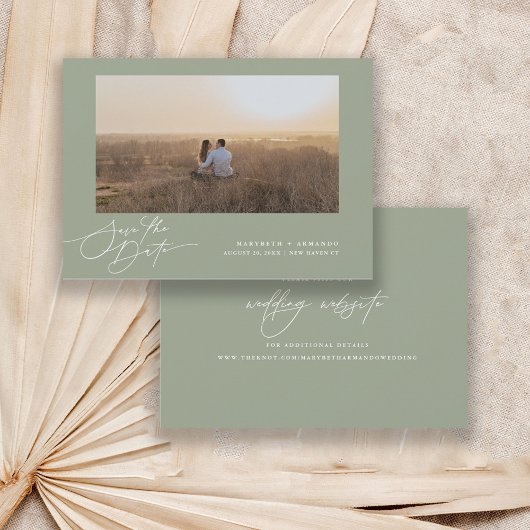 Modernes Script-Hochzeitungs-Website-Foto Save The Date