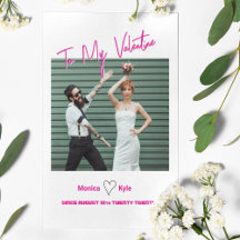 Modernes Script Hot Pink Valentine Custom Foto