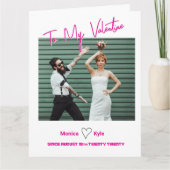 Modernes Script Hot Pink Valentine Custom Foto Karte (Vorderseite)