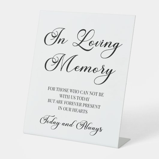 Modernes Script 'In Love Memory' Memorial-Zeichen Sockelschild (Vorderseite)