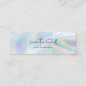 Modernes Script Iridescent Salon Makeup Mini Visitenkarte (Vorderseite)