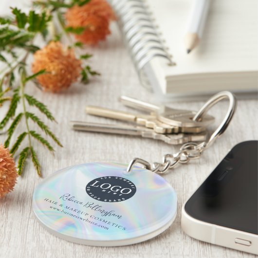 Modernes Script-Iridesing-Business-Logo Schlüsselanhänger (Vorderseite rechts)