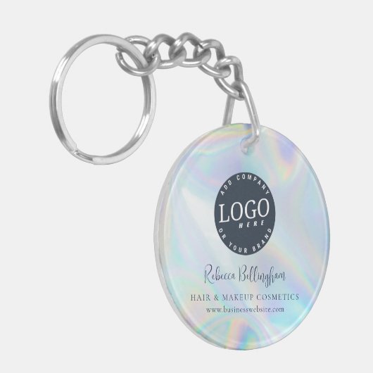 Modernes Script-Iridesing-Business-Logo Schlüsselanhänger (Vorderseite links)