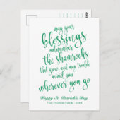 Modernes Script Irish Blessing St. Patrick's Day Postkarte (Vorne/Hinten)