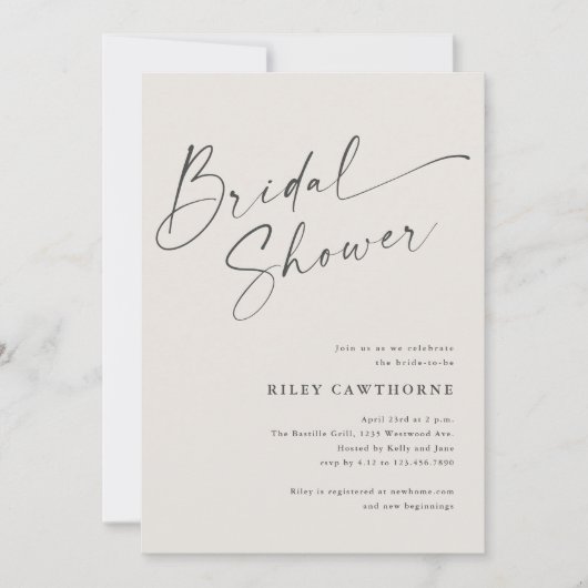 Modernes Script Ivory Boho Brautparty Einladung (Vorderseite)