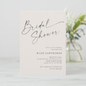 Modernes Script Ivory Boho Brautparty Einladung (Stehend Vorderseite)