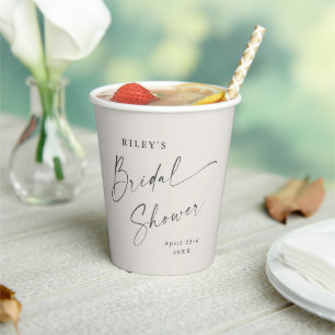 Modernes Script Ivory Boho Brautparty Pappbecher