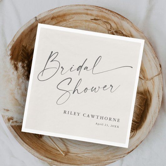 Modernes Script Ivory Boho Brautparty Serviette