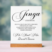 Modernes Script Jenga Wedding Guestbook Acrylschild (Neutral)