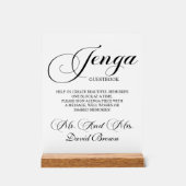 Modernes Script Jenga Wedding Guestbook Acrylschild (Vorderseite)
