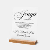 Modernes Script Jenga Wedding Guestbook Acrylschild (Winkel)