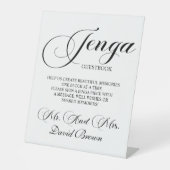 Modernes Script Jenga Wedding Guestbook Sockelschild (Vorderseite)