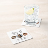 Modernes Script Kids Foto Hochzeit speichern das D Rechteckiger Pappuntersetzer (Vor Ort)