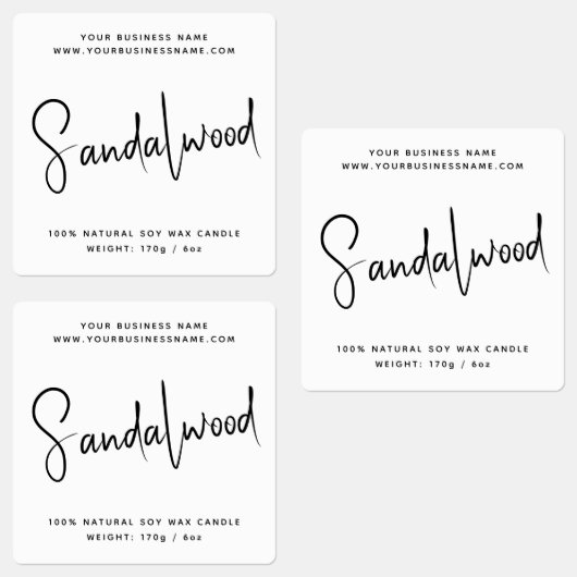 Modernes Script-Kosmetik-Kerzensiegel Etiketten (Gruppe)