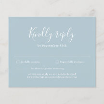 Modernes Script Light Blue Budget Hochzeit RSVP