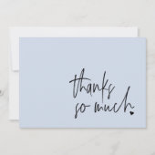 Modernes Script Light Blue Danke Card (Vorderseite)
