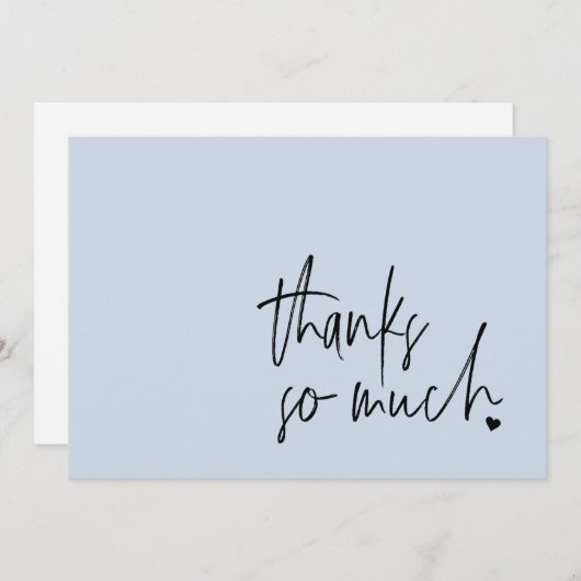 Modernes Script Light Blue Danke Card (Vorne/Hinten)