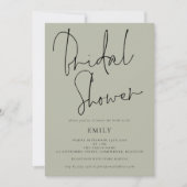 Modernes Script Light Sage Brautparty Einladung (Vorderseite)