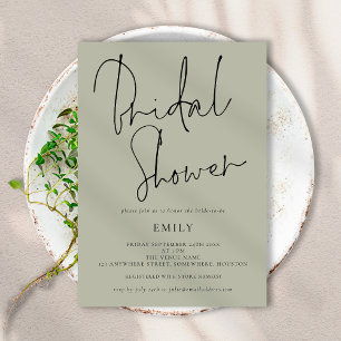 Modernes Script Light Sage Brautparty Einladung