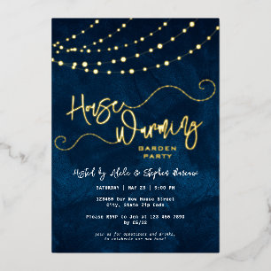 Modernes Script Light String Housewarming Party Go Folieneinladung