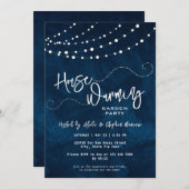 Modernes Script Light Strings Housewarming Party Einladung (Vorne/Hinten)