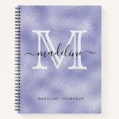 Modernes Script Lila Foil Monogram Notebook Notizblock (Vorderseite)