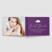 Modernes Script Lila Foto Abschluss Gästebuch (Voll)