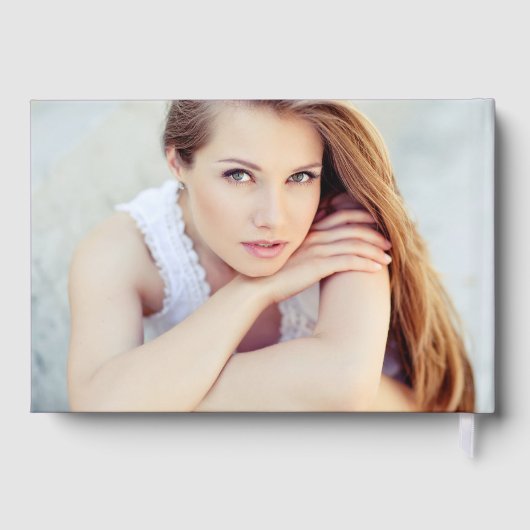 Modernes Script Lila Foto Abschluss Gästebuch (Rückseite)