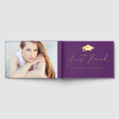 Modernes Script Lila Foto Abschluss Gästebuch (Voll)