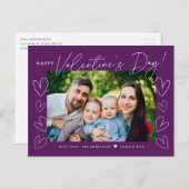 Modernes Script Lila Valentinstag Foto Feiertagspostkarte (Vorne/Hinten)