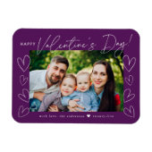 Modernes Script Lila Valentinstag Foto Magnet (Horizontal)