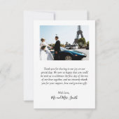Modernes Script Lilac 3 Foto Collage Wedding Dankeskarte (Rückseite)