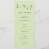 Modernes Script Limon Cream Green Wedding Programm (Vorderseite)