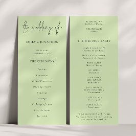 Modernes Script Limon Cream Green Wedding Programm
