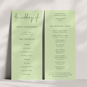 Modernes Script Limon Cream Green Wedding Programm