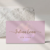 Modernes Script Luxe Pink Holographic Beauty Visitenkarte