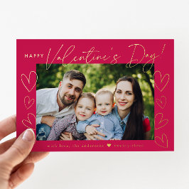 Modernes Script Magenta Valentine's Day Foto Folien Feiertagskarte