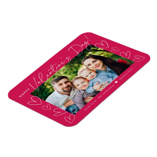 Modernes Script Magenta Valentine's Day Foto Magnet (Linke Seite)