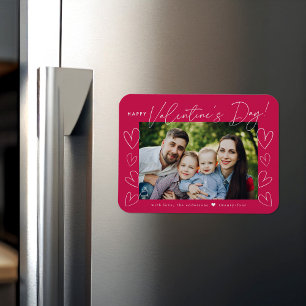 Modernes Script Magenta Valentine's Day Foto Magnet