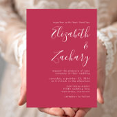 Modernes Script Magenta Wedding Einladung
