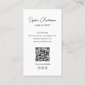 Modernes Script Makeust Künstler Custom Foto QR Visitenkarte (Rückseite)