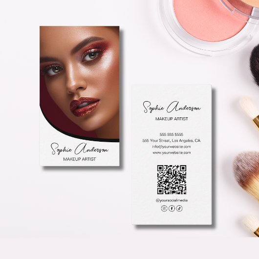 Modernes Script Makeust Künstler Custom Foto QR Visitenkarte