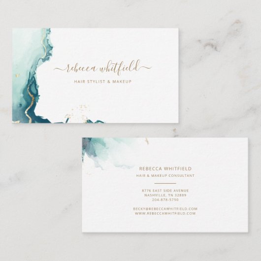Modernes Script Marble Agate Abstrakt Pattern Visitenkarte (Vorne/Hinten)