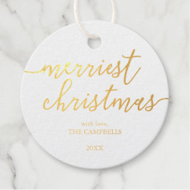 Modernes Script "Merriest Christmas" Foto Geschenkanhänger