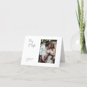 Modernes Script Merry & Bright Folded Single Foto Feiertagskarte