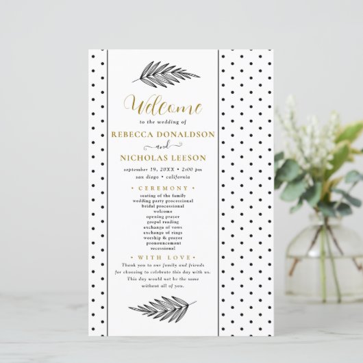 Modernes Script-Minimal-Hochzeitsprogramm (Stehend Vorderseite)