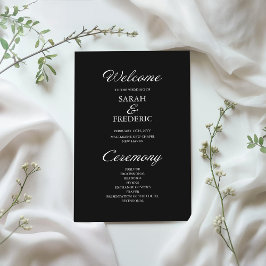 Modernes Script Minimalistisch Black Wedding Progr