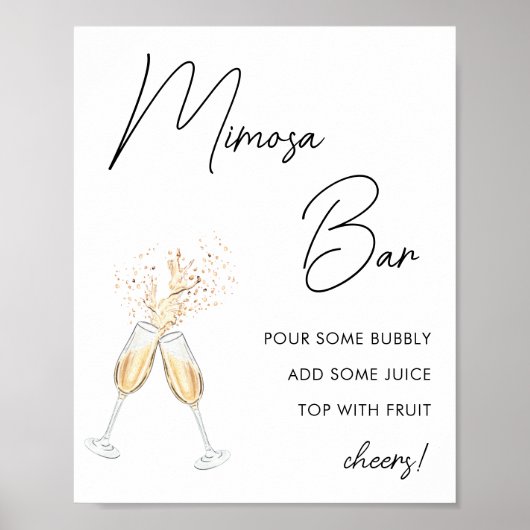 Modernes Script Minimalistisch Brautparty Mimosa B Poster (Vorne)